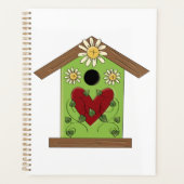 Green Birdhouse met hart en madeliefjes Planner (Voorkant)
