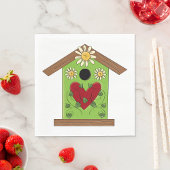 Green Birdhouse met hart en madeliefjes Servet