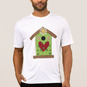 Green Birdhouse met hart en madeliefjes T-shirt (Voorkant)