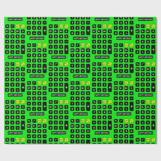 Green Birthday Calculator Cadeaupapier (Vlak)