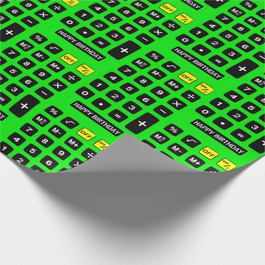 Green Birthday Calculator Cadeaupapier (Hoek)