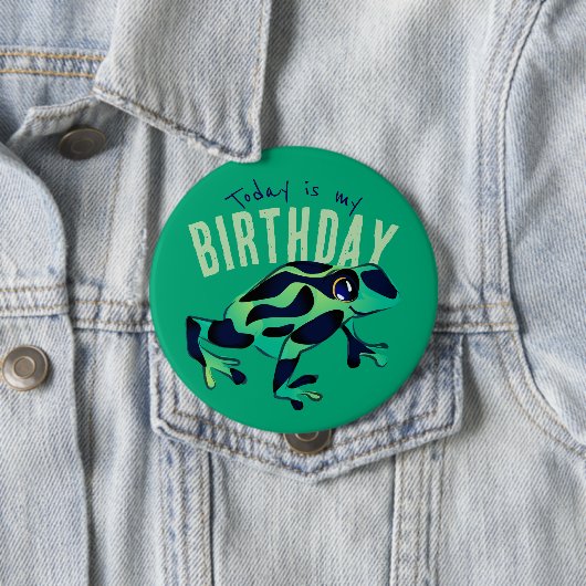 Green Birthday Frog Button (In situ)