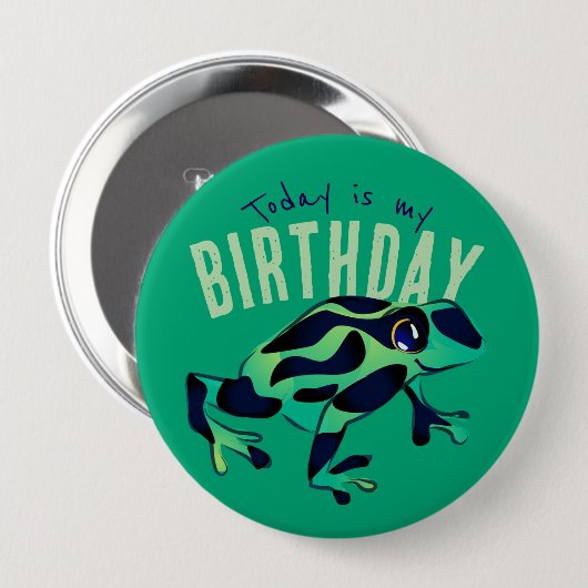 Green Birthday Frog Button (Voorkant /achterkant)