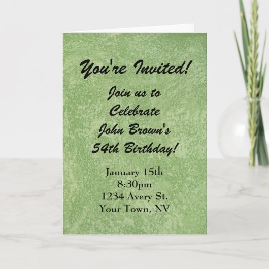 Green Birthday Invitation Instant Download Feestdagen Kaart (Voorkant)