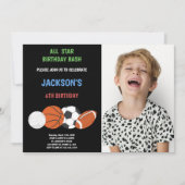 Green Birthday Sports Uitnodigingen met foto (Voorkant)