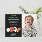 Green Birthday Sports Uitnodigingen met foto (Staand voorkant)