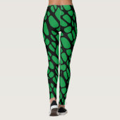 Green Black Abstract Organic Web Pattern Leggings (Achterkant)