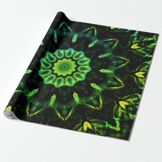 Green Black Abstracte ventilator Cadeaupapier (Uitgerold)