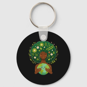 Green Black Afro Moeder Aarde Dag Gaia Red onze pl Sleutelhanger