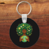 Green Black Afro Moeder Aarde Dag Gaia Red onze pl Sleutelhanger (Voorkant)