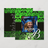 GREEN BLACK AFSTUDEREN DAMASK MONOGRAM champagne Kaart (Voorkant / Achterkant)