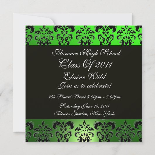 GREEN BLACK AFSTUDEREN DAMASK MONOGRAM champagne Kaart (Achterkant)