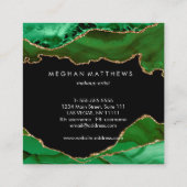 Green Black Agate Beauty Stylist Vierkante Visitekaartje (Achterkant)