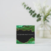 Green Black Agate Beauty Stylist Vierkante Visitekaartje (Staand voorkant)