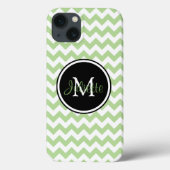 Green Black and White Monogrammed Chevron Case-Mate iPhone Case (Achterkant)