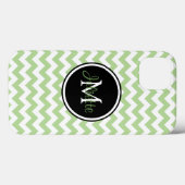 Green Black and White Monogrammed Chevron Case-Mate iPhone Case (Achterkant (horizontaal))