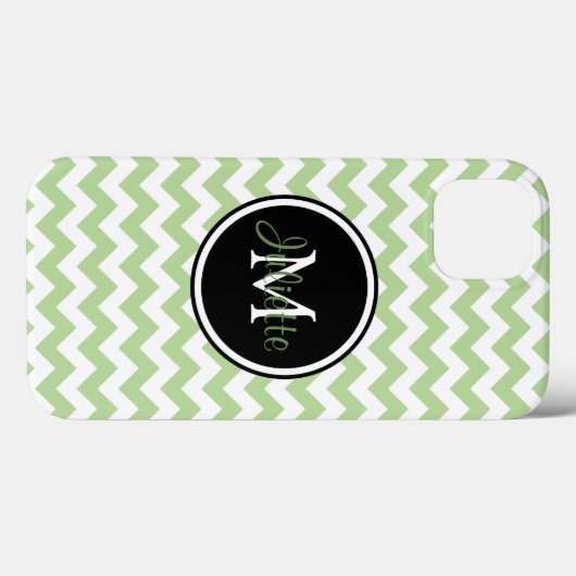 Green Black and White Monogrammed Chevron Case-Mate iPhone Case (Achterkant (horizontaal))