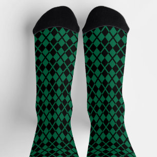 Green Black Argyle Pattern Sokken