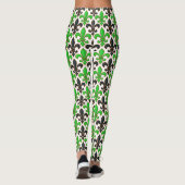 Green Black Baroque Fleur-de-lis Pattern Design  Leggings (Achterkant)