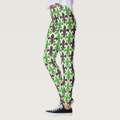 Green Black Baroque Fleur-de-lis Pattern Design  Leggings (Links)