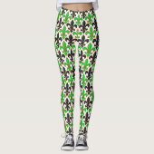 Green Black Baroque Fleur-de-lis Pattern Design  Leggings (Voorkant)