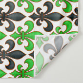 Green Black Baroque Fleur-de-lis Pattern Design  Wandkleed