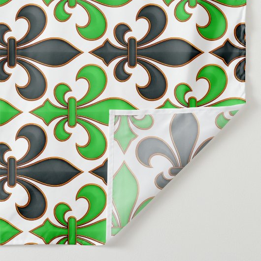 Green Black Baroque Fleur-de-lis Pattern Design Wandkleed
