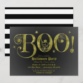 Green Black BOO Elegant Halloween Costume Party Kaart (Voorkant / Achterkant)