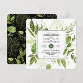 Green Black Botanical Waterverf Wedding Kaart (Voorkant / Achterkant)