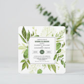 Green Black Botanical Waterverf Wedding Kaart (Staand voorkant)