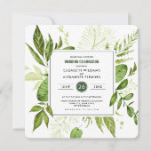 Green Black Botanical Waterverf Wedding Kaart (Voorkant)