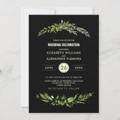 Green Black Botanical Waterverf Wedding Kaart (Voorkant)