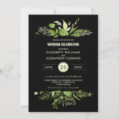 Green Black Botanical Waterverf Wedding Kaart (Voorkant)