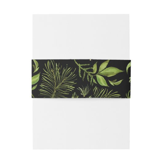 Green Black Botanical Waterverf Wedding Uitnodigingen Wikkel (Achterkant Voorbeeld)