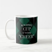 Green Black Buffalo Check Geplaagd Grappig Kerstmi Koffiemok (Links)