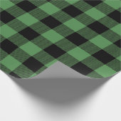 Green Black Buffalo Check Plaid Cadeaupapier (Hoek)