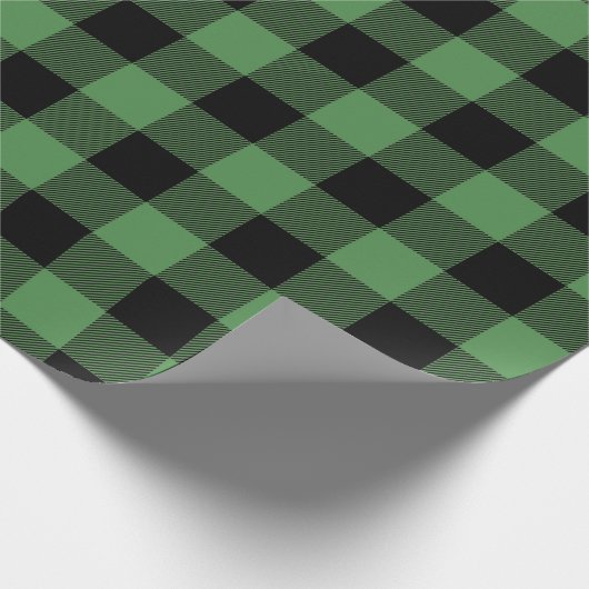 Green Black Buffalo Check Plaid Cadeaupapier (Hoek)