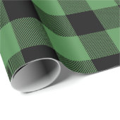 Green Black Buffalo Check Plaid Cadeaupapier (Rol Hoek)