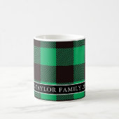Green & Black Buffalo Family Name Christmas Koffiemok (Center)