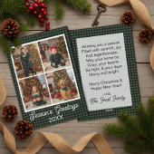 Green & Black Buffalo Plaid Aangepaste naam en tek Feestdagenkaart