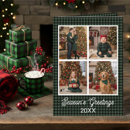 Green & Black Buffalo Plaid Aangepaste naam en tek Kaart
