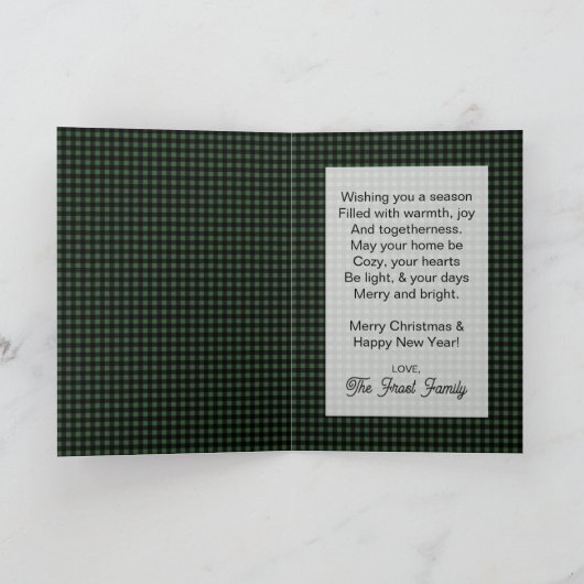 Green & Black Buffalo Plaid Aangepaste naam en tek Kaart (Binnen)