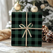 Green Black Buffalo Plaid Classic Gingham Cadeaupapier