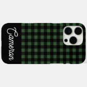 Green & Black Buffalo Plaid Custom Name Case-Mate iPhone Case (Achterkant (horizontaal))