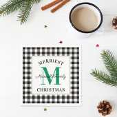 Green Black Buffalo's kerstmonogram Servet