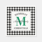 Green Black Buffalo's kerstmonogram Servet (Voorkant)