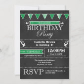 Green Black Chalkboard Birthday Invitation Kaart (Voorkant)