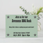 Green Black Check Pset BBQ Uitnodiging (Staand voorkant)