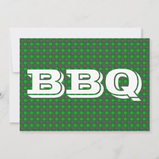 Green Black Check Pset BBQ Uitnodiging (Achterkant)