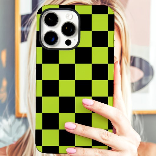 Green Black Checkerboard Case-Mate iPhone Case